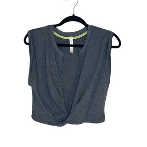 Free People Movement Gray Twist and Shout Cropped Open Front Top size Medium